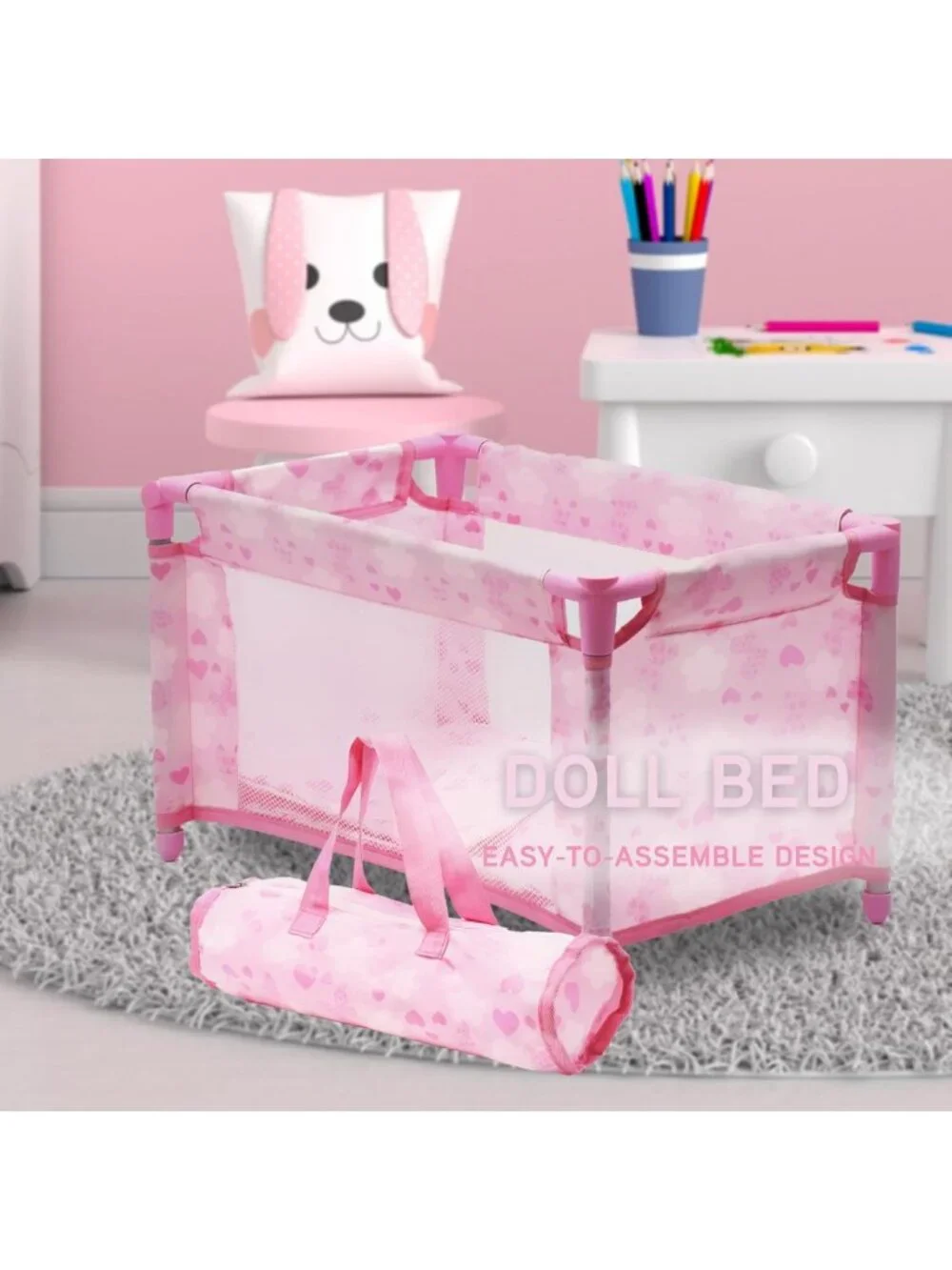 Deluxe Baby Doll Stroller, Swing & High Chair Playset with Diaper Bag